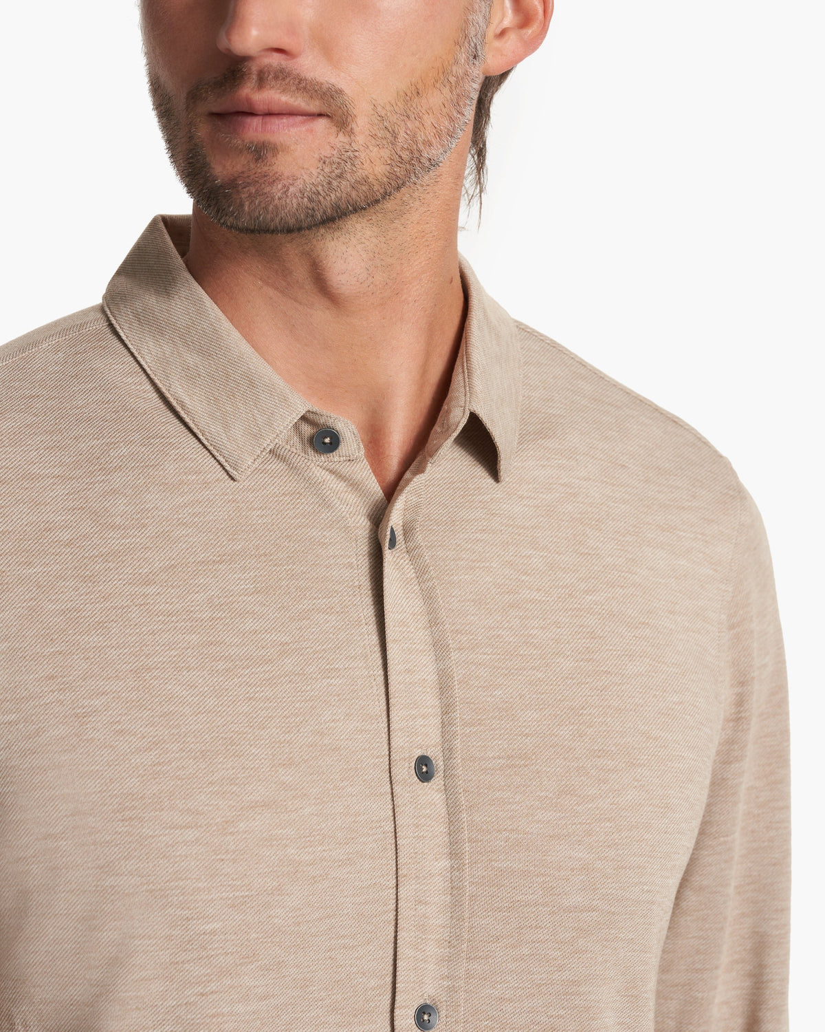 Long Sleeve Knit Twill Button Down